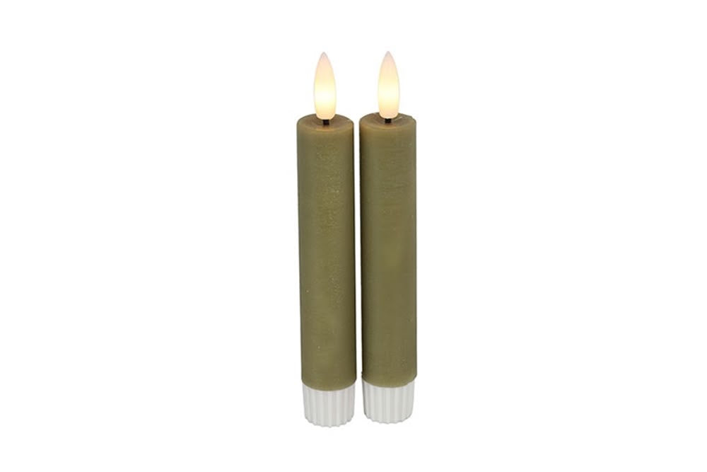 Countryfield LED Dinerkaarsen Beige/Taupe 15 cm – Set van 2