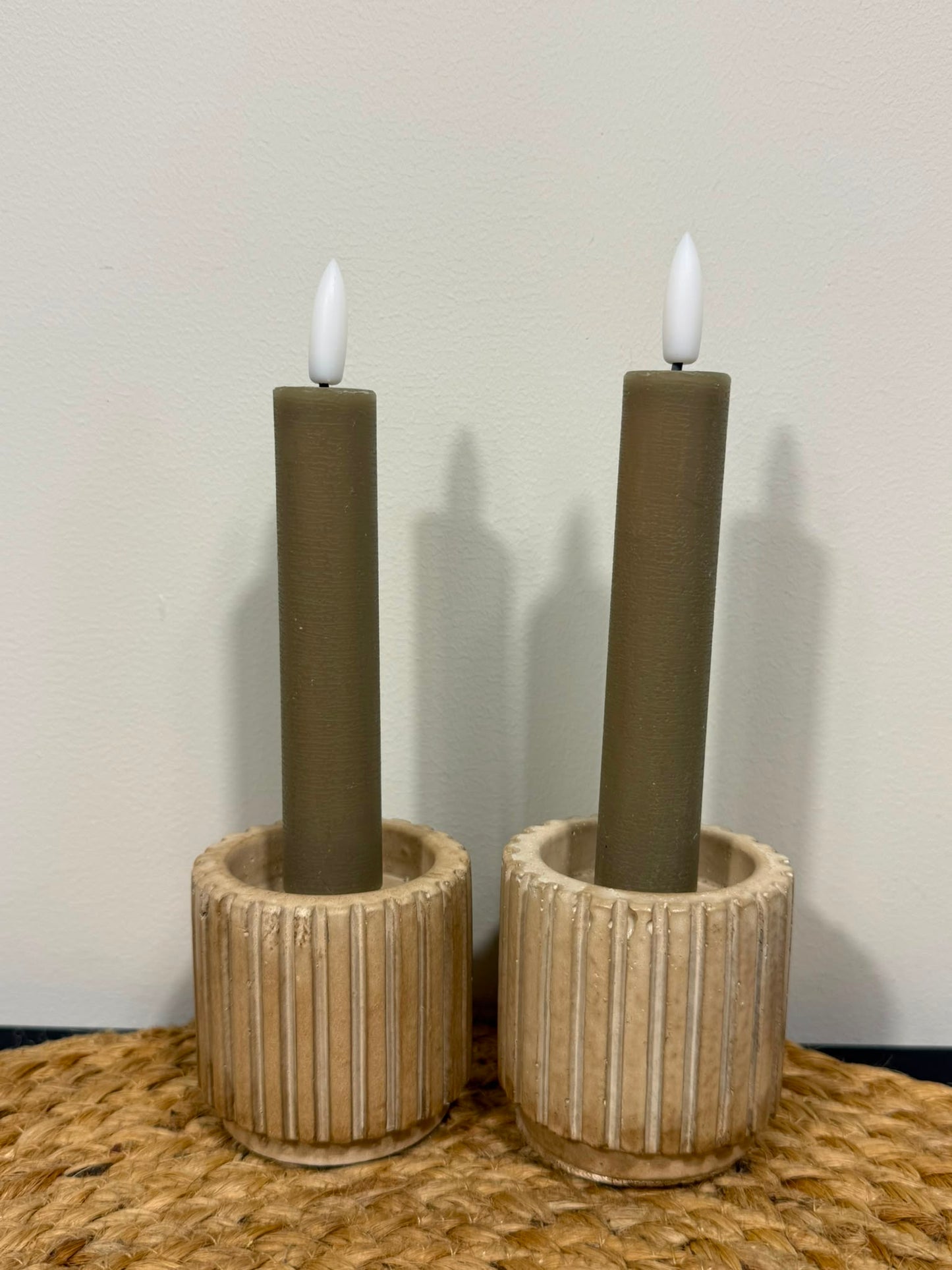 Countryfield LED Dinerkaarsen Beige/Taupe 15 cm – Set van 2