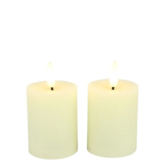 Countryfield LED stompkaarsen crème Lyon set van 2 met timer Ø 5 x 9 cm