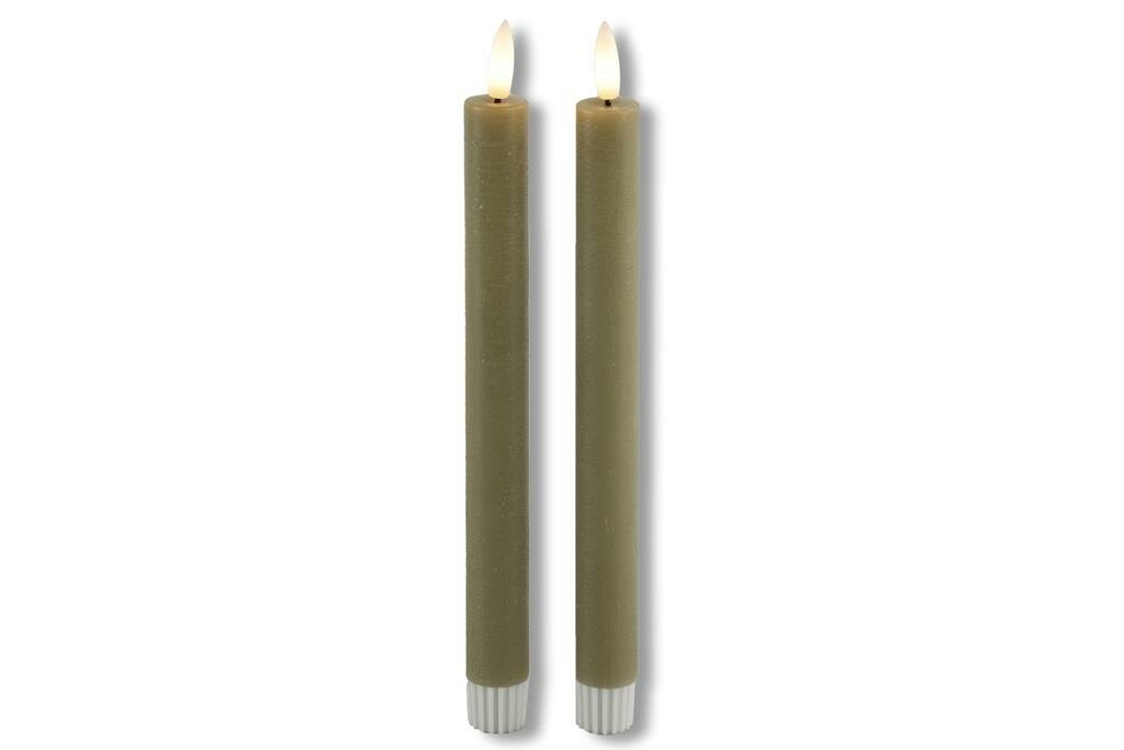 Set van 2 Countryfield LED dinerkaarsen beige taupe van 24 cm met afstandsbediening