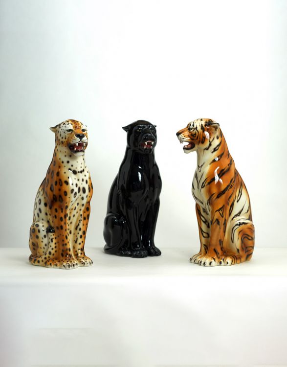 keramiek panter luipaard tijger beeld 75 cm handgemaakt italië dierenbeeld interieur