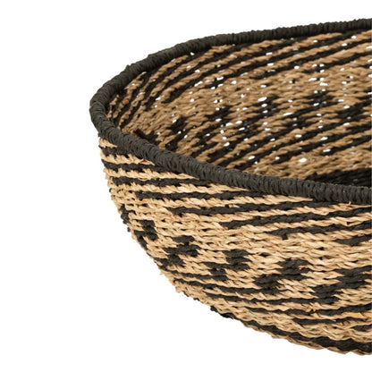 Zeegras Manden Naturel/Zwart – Set van 2 Ø 34 & 46 cm
