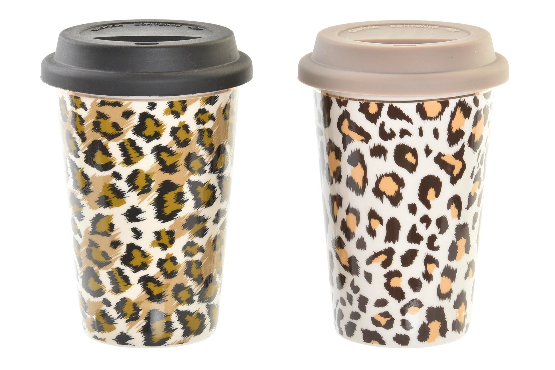 Porseleinen mokken met luipaardprint en siliconen deksel – 2 varianten – Krokomingo