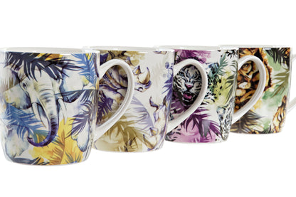 Porcelain Mug with Animal Print – Elephant, Rhinoceros, Leopard or Tiger