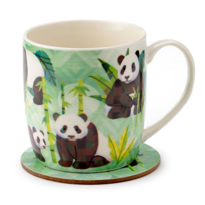 Panda-Tasse + Untersetzer – Porzellan-Set (300 ml)