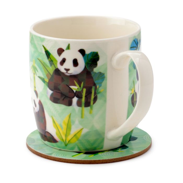 Panda-Tasse + Untersetzer – Porzellan-Set (300 ml)