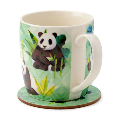 Panda-Tasse + Untersetzer – Porzellan-Set (300 ml)