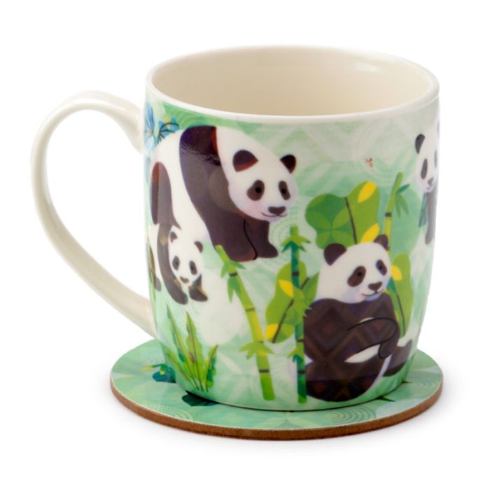 Panda-Tasse + Untersetzer – Porzellan-Set (300 ml)