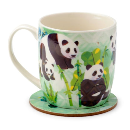 Panda-Tasse + Untersetzer – Porzellan-Set (300 ml)