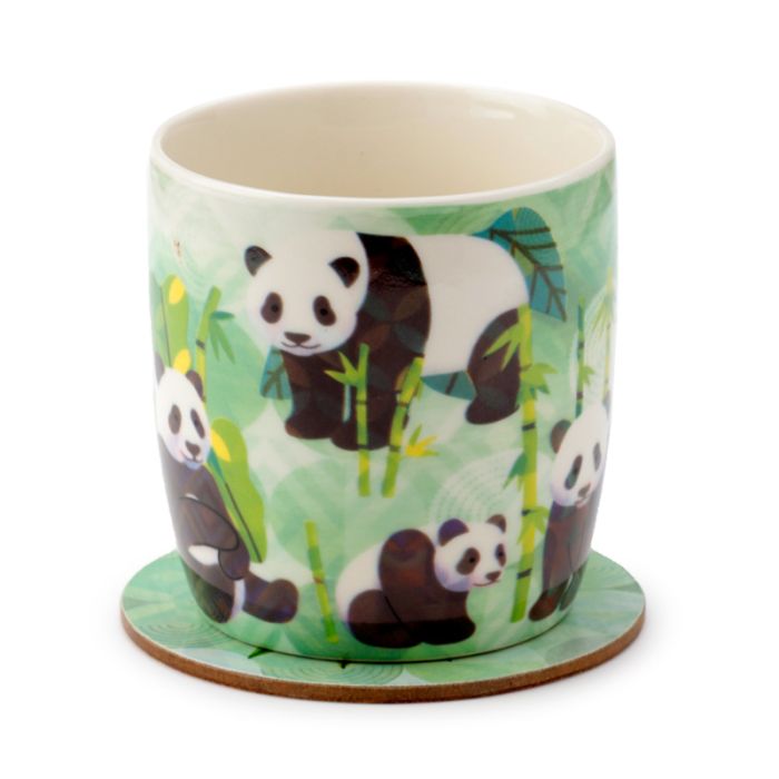 Panda-Tasse + Untersetzer – Porzellan-Set (300 ml)
