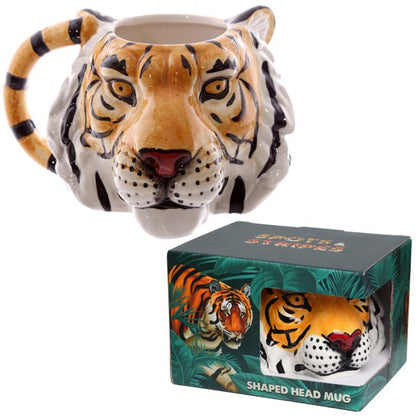 Tigerkopf Keramiktasse – Schwanz als Henkel (460 ml)