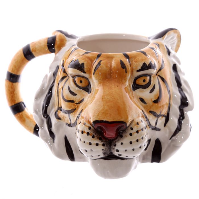 Tigerkopf Keramiktasse – Schwanz als Henkel (460 ml)