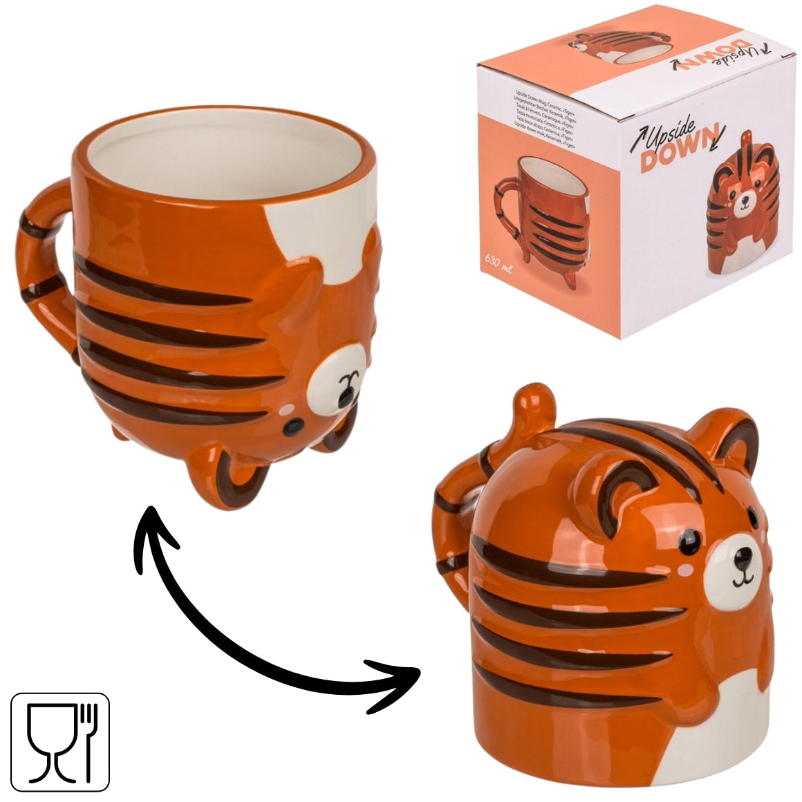 Tijger mok 500 ml van keramiek met staart als handvat