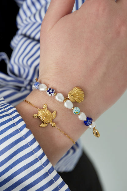 Ocean Guardian Armband – Goudkleurige Schildpad