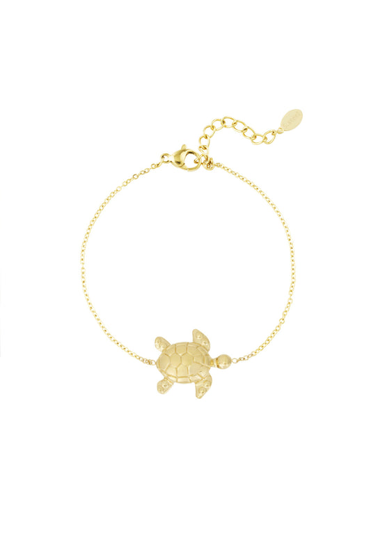 Goudkleurige Ocean Guardian armband met schildpad hanger – Krokomingo sieraden