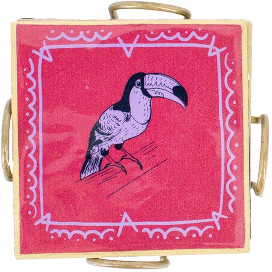 Houten onderzetters met dierenprint – set van 6 – 10 × 10 cm