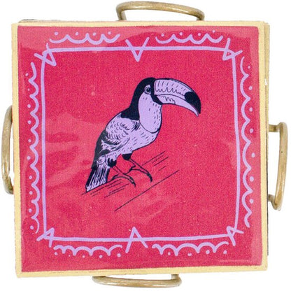 Houten onderzetters met dierenprint – set van 6 – 10 × 10 cm