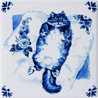 Lazy Cat Untersetzer – 4er-Set Delfter Blau | Heinen