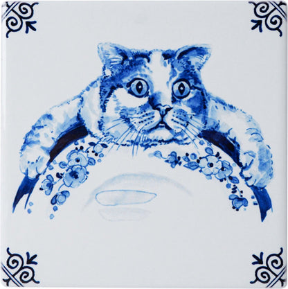 Lazy Cat Untersetzer – 4er-Set Delfter Blau | Heinen