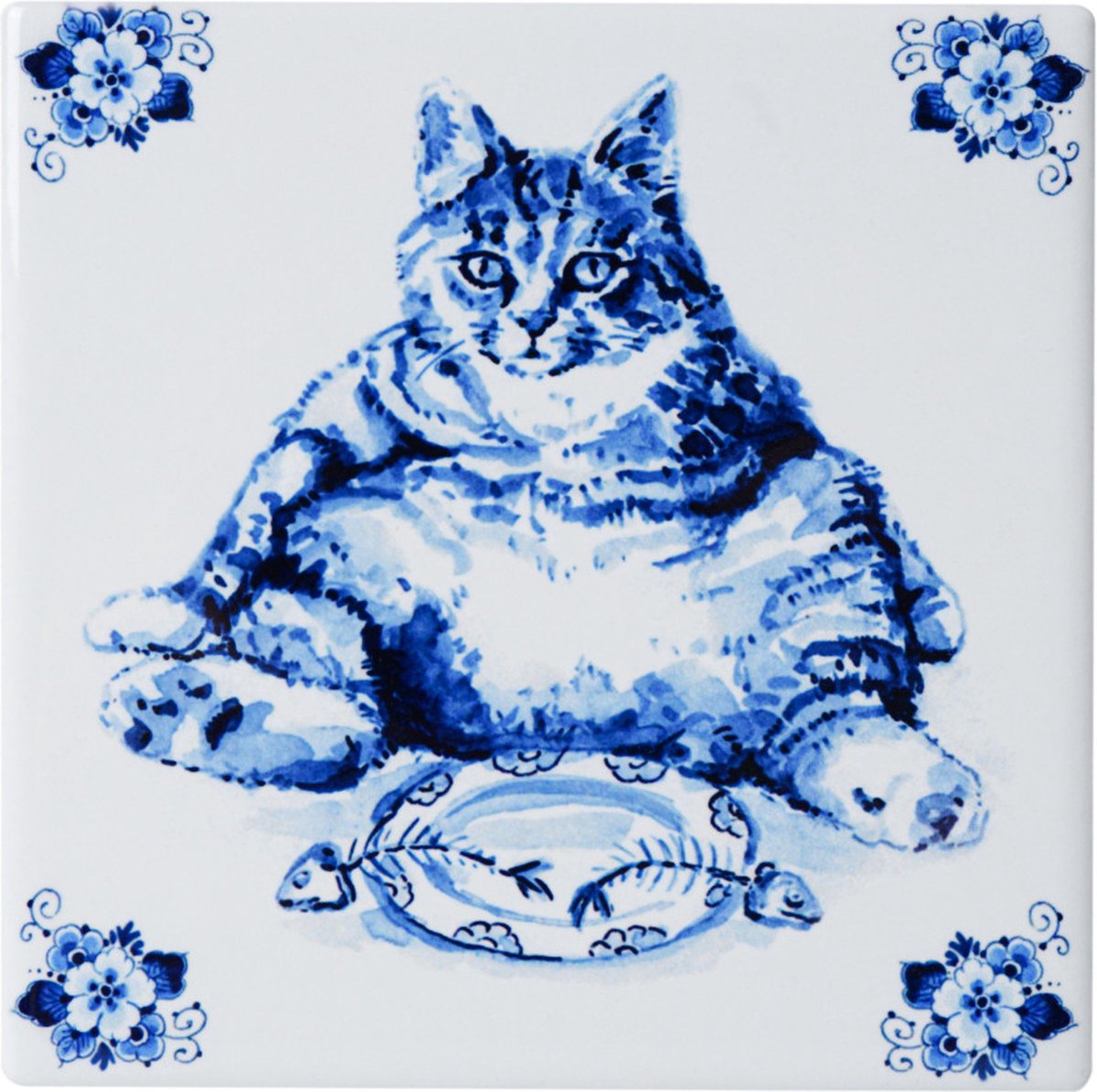 Lazy Cat Untersetzer – 4er-Set Delfter Blau | Heinen