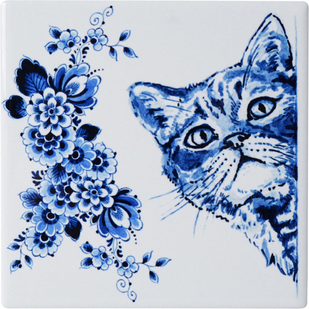 Lazy Cat Untersetzer – 4er-Set Delfter Blau | Heinen