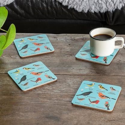 Untersetzer „Garden Birds“ – 4er-Set mit Gartenvögeln