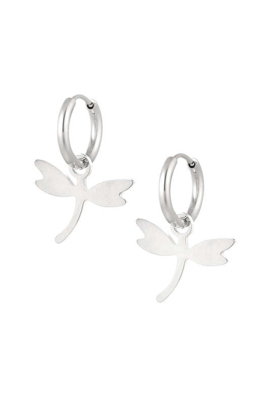 Zilveren stainless steel libelle oorbellen – Krokomingo sieraden