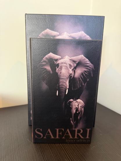 Decoratieboek Opbergdoos Olifant – Safari Set van 2 – Zwart