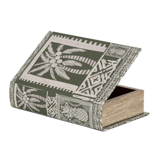 Groen decoratieboek met palmboomprint en verborgen opbergruimte 21 x 13 cm
