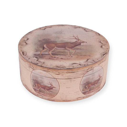 Authentieke ronde opbergdoos met hert – Dutch Style – Ø 31 cm
