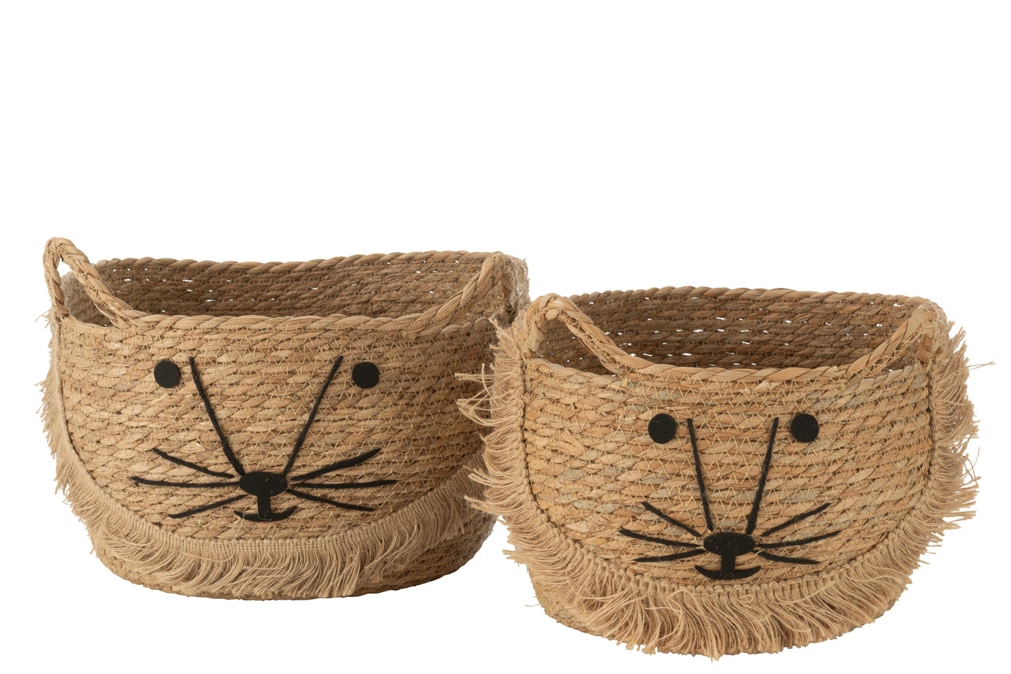Set van 2 Opbergmanden Kitty – Rotan Kattenmanden Naturel/Zwart