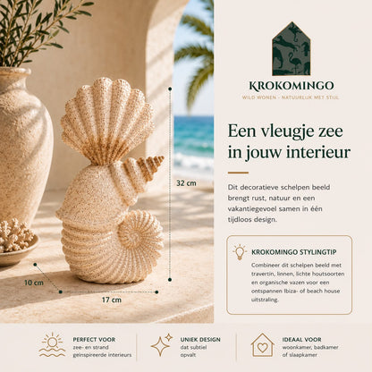 Schelpen beeld beige – decoratief zee thema object