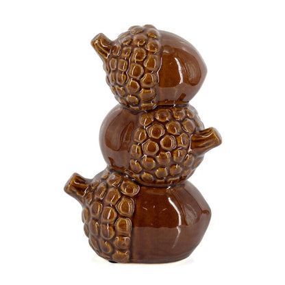 Bruin keramieken eikel ornament met drie gestapelde eikels 19,5 cm - Krokomingo