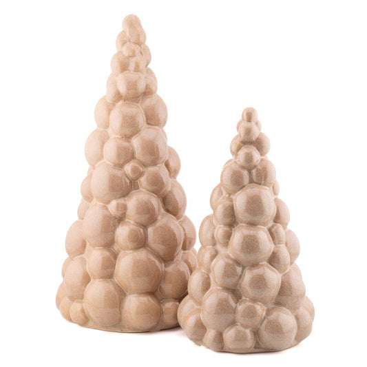 Beige keramieken kerstboom ornament Fir in 18 en 24 cm