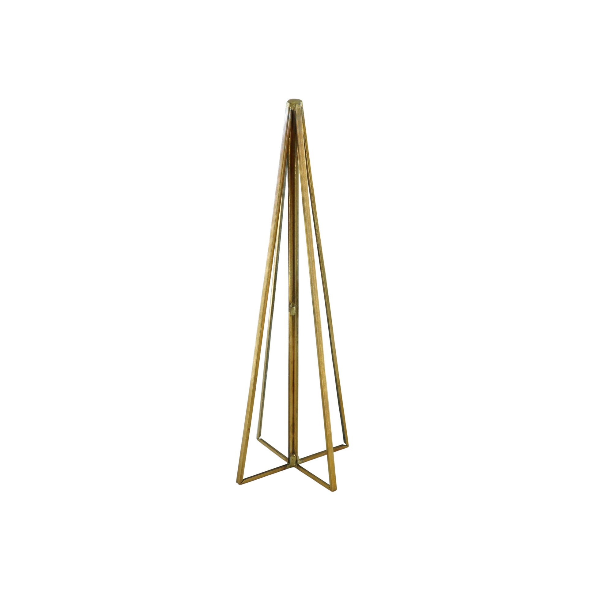 Grote glazen kerstboom in goudkleurig metaal – 20 cm – elegante moderne tafeldecoratie