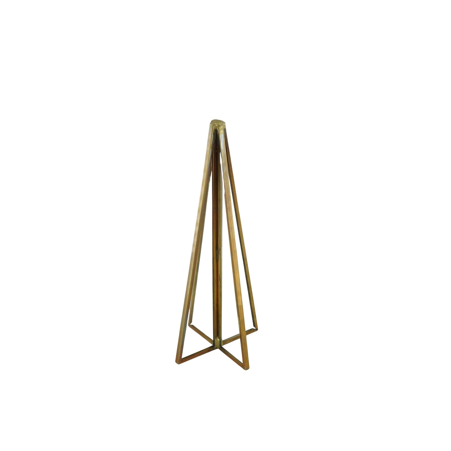 Glazen kerstboom in goudkleurig metalen frame – 15 cm – compacte moderne kerstdecoratie