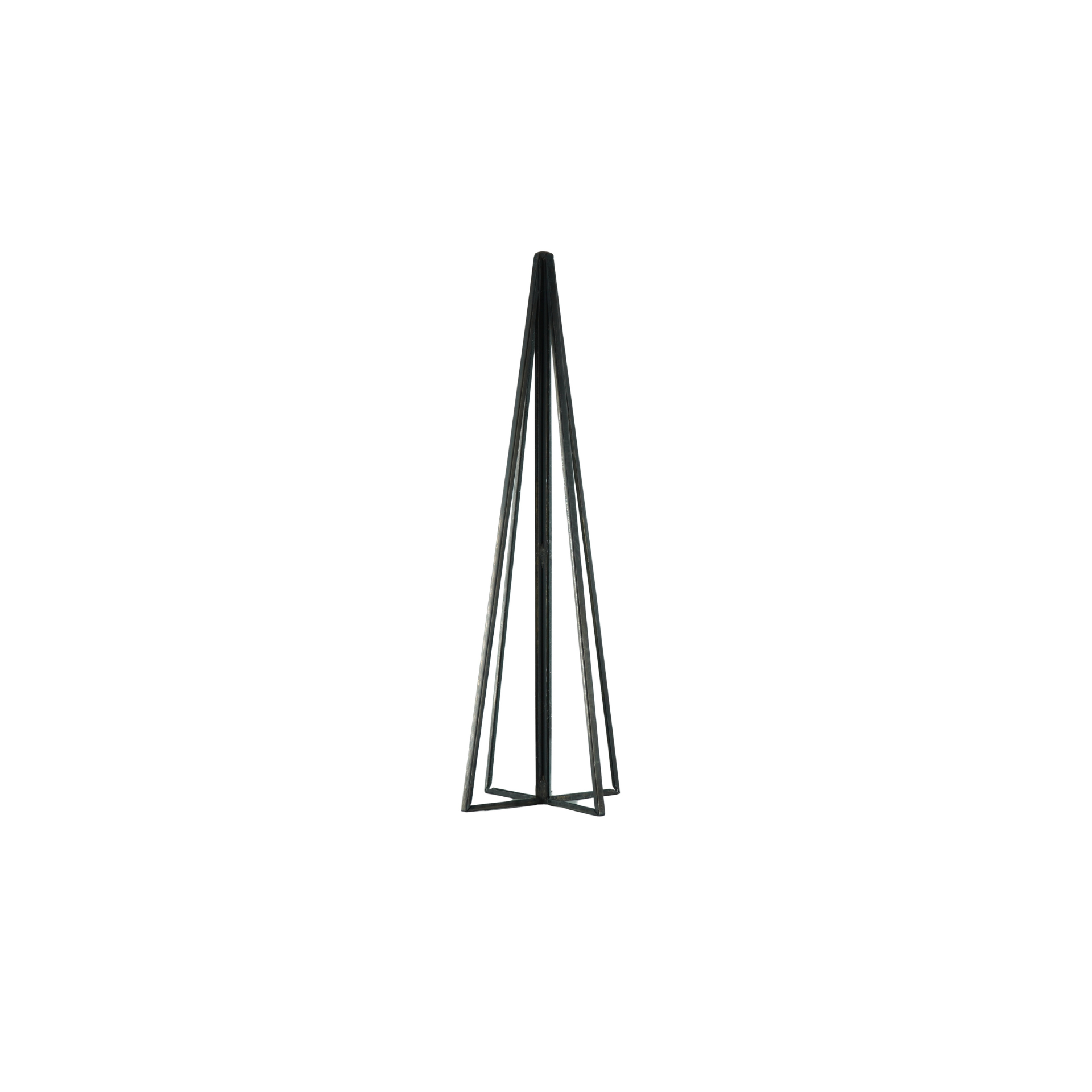 Zwarte glazen kerstboom in metalen frame – 15 cm – minimalistische kerstdecoratie