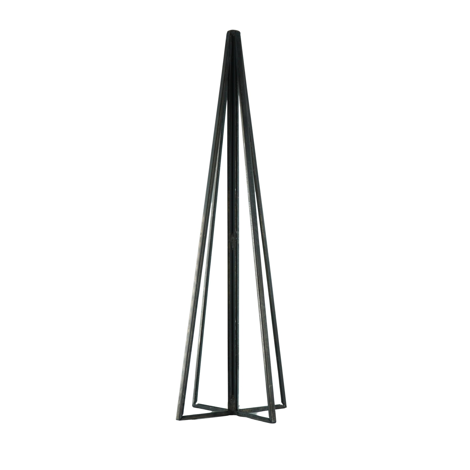 Grote zwarte glazen kerstboom in metalen frame – 20 cm – moderne kerst tafeldecoratie