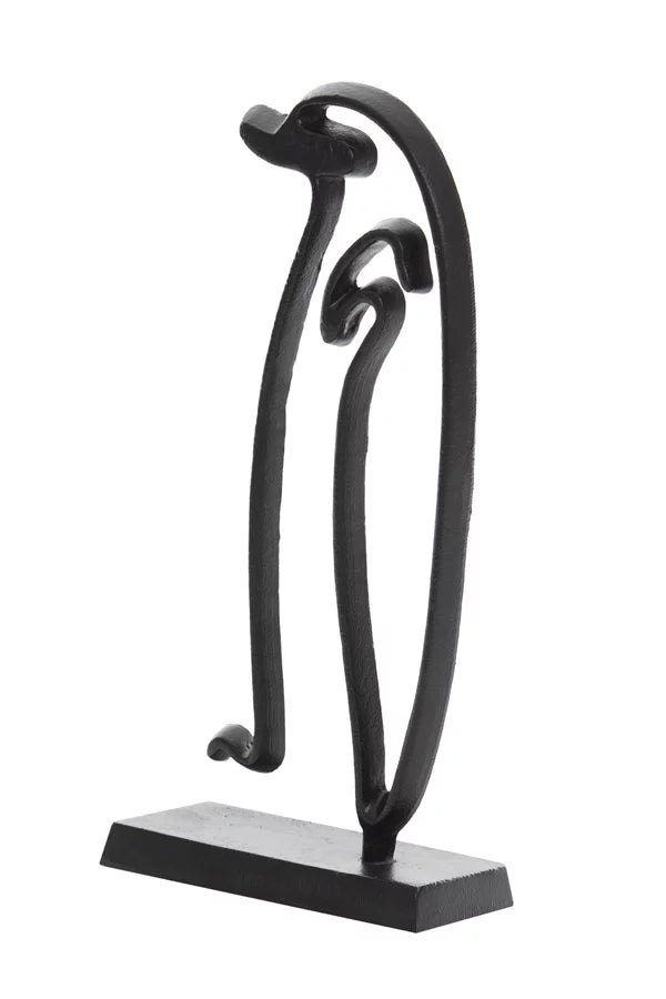 Light & Living pinguïn ornament op voet mat zwart metaal 47 cm