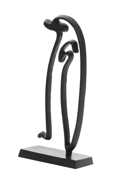 Light & Living pinguïn ornament op voet mat zwart metaal 47 cm