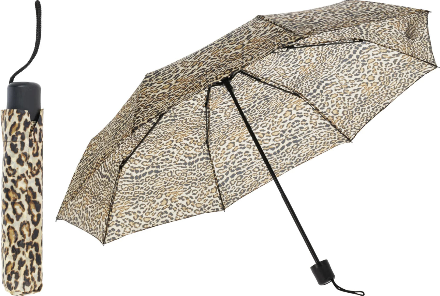 luipaard paraplu opvouwbaar panterprint beige zwart compact