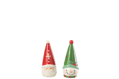 Peper- & Zoutstel Kerstman en Sneeuwpop J-Line – 9 cm