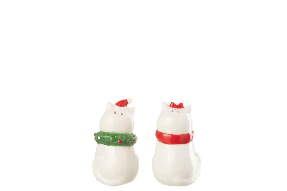 Peper- & Zoutstel Kerst Katten J-Line – Keramiek 8,5 cm