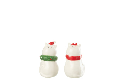 Peper- & Zoutstel Kerst Katten J-Line – Keramiek 8,5 cm