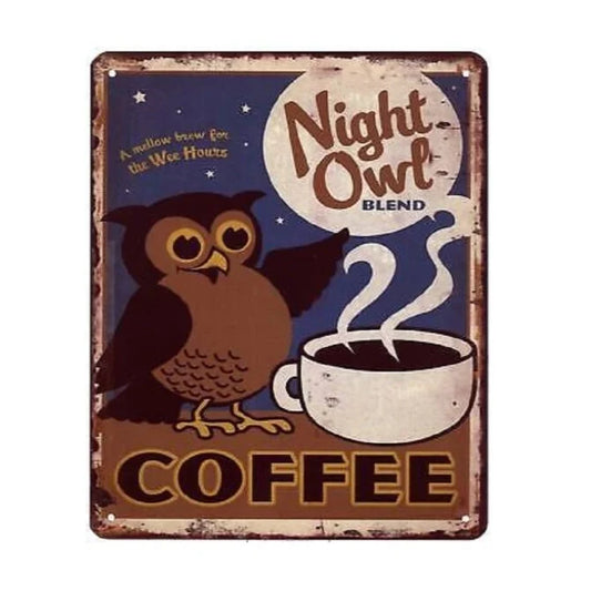 retro metalen wandbord voor de koffiehoek