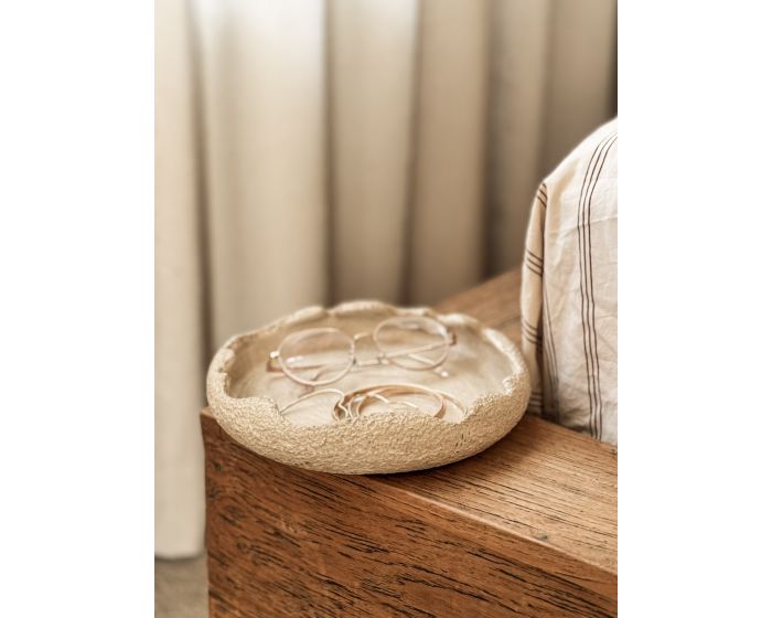 Dekorative Schale Beige Steingut – Organisch 23 cm