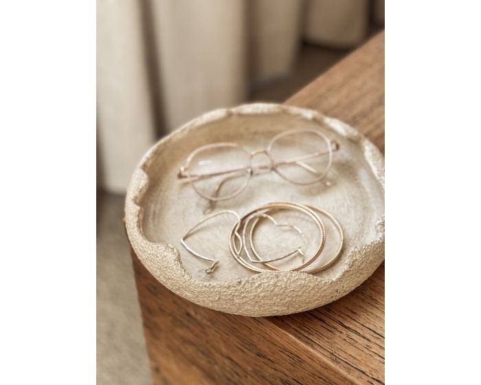 Dekorative Schale Beige Steingut – Organisch 23 cm