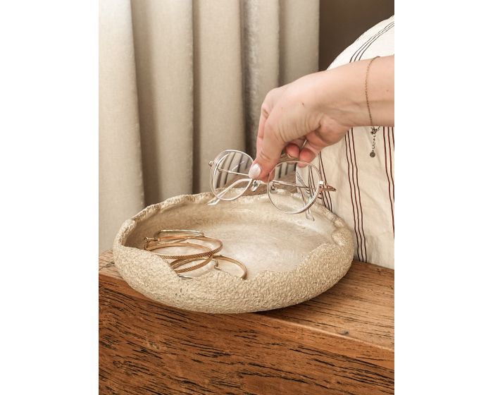 Dekorative Schale Beige Steingut – Organisch 23 cm