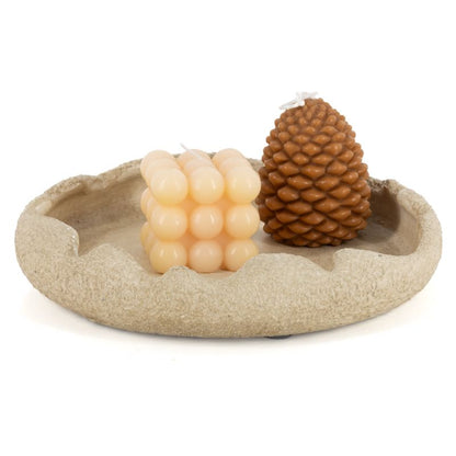 Dekorative Schale Beige Steingut – Organisch 23 cm
