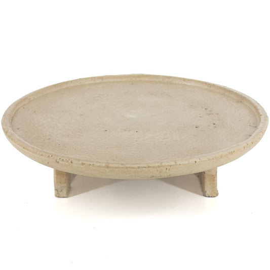 Decoratief plateau Base beige van aardewerk op pootjes 28,5 cm
